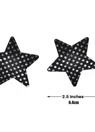 Наклейки на груди зірки з паєтками 8 см чорний