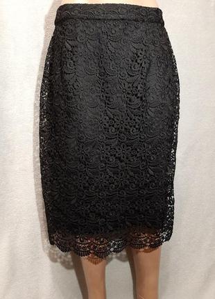 Красивая кружевная юбка-карандаш длинна миди uniqlo размер m