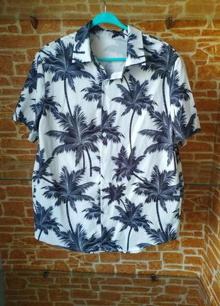 Мужская рубашка гавайка размер s принт пальмы