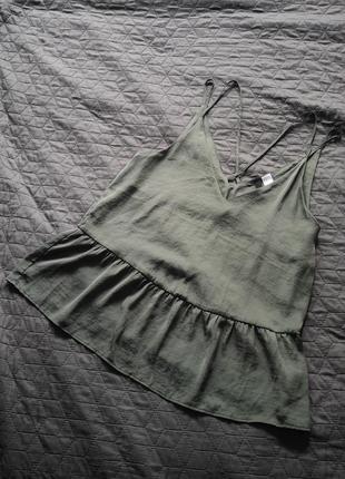 Топ майка сатиновая h&amp;m блуза zara сатин asos в бельевом mango стиле reserved хаки cos зеленая next