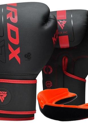 Боксерські рукавиці rdx f6 kara matte red 14 унцій (капа в комплекті)
