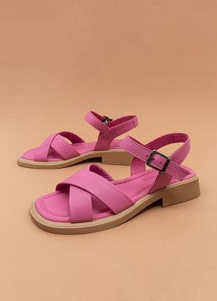 Літні шкіряні жіночі босоніжки рожеві 36-40 женские босоножки кожа evromoda туреччина