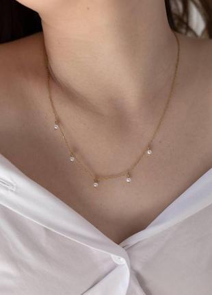 Кольє біжутерне із перлинами