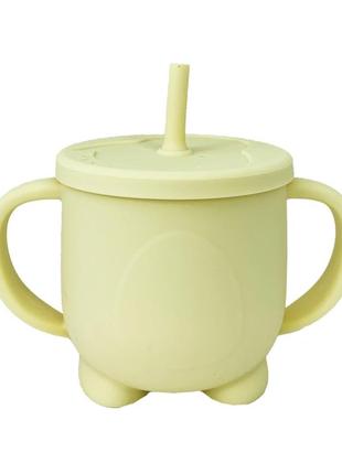 Силиконовая чашка-поилка с крышкой mgz-0302(yellow 200 лучшая цена на pokuponline