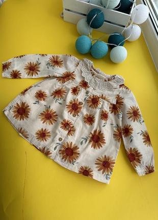 Неймовірна блузка соняшники 9-12 для дівчинки