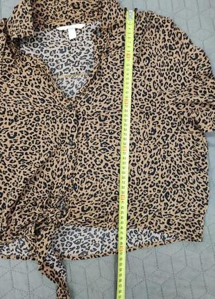 Леопардовая рубашка с завязками6 фото