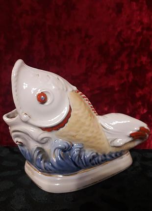 Паренчатая статуэтка 60х годов, салфетница рыбка