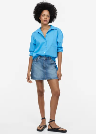 Голубая рубашка h&m со льном xl ( 50-52)2 фото