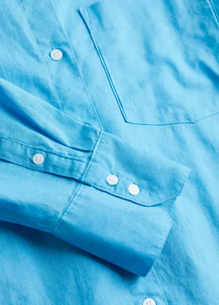 Голубая рубашка h&m со льном xl ( 50-52)5 фото