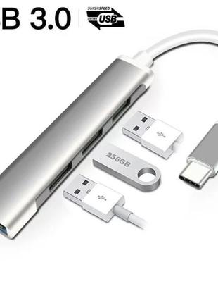 Переходник/юсб хаб usb хаб type-c hub на 4 порта usb 3.0