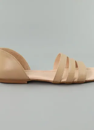 Стильные бежевые женские босоножки-сандали с закрепким задником, кожаные,кожа,женская обувь на лето