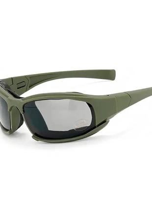 Балістичні окуляри зі змінними лінзами x7 олива