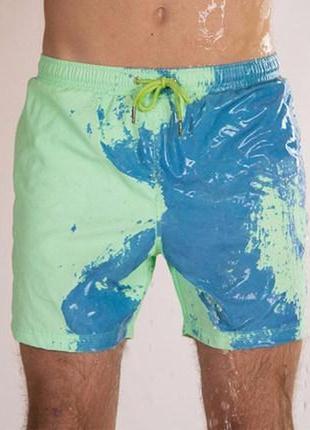 Шорти хамелеон для плавання, пляжні чоловічі спортивні шорти сине-зелені розмір l