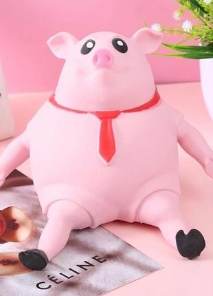 Іграшка-антистрес-квіш великий рожева свиня pink pig big 50 см