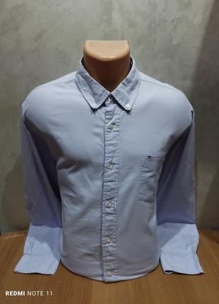 Стильная хлопковая рубашка класса премиум мериканского бренда tommy hilfiger