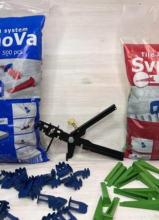 Система выравнивания (укладки) плитки свп nova. плитка кафель 200 клиньев + 500 зажимов 1 мм.