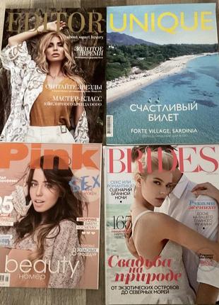 Журнал “pink”, “uniwue”, “editor”, “brides”.