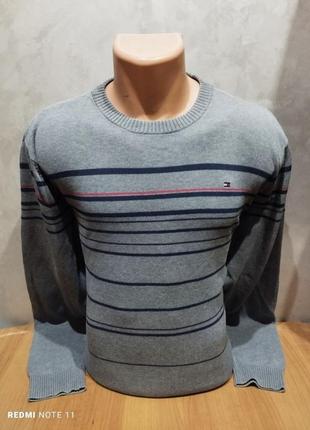 Базовый комфортный хлопковый пуловер американского премиум бренда tommy hilfiger