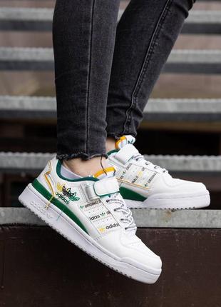 Жіночі білі кросівки adidas forum 84 low white green