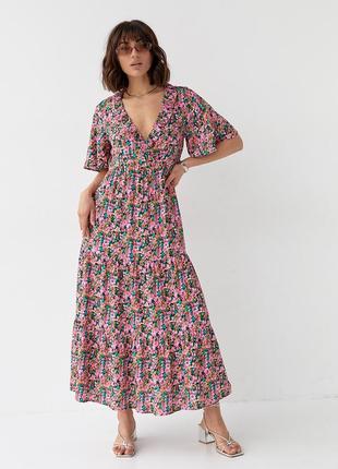 Длинное женское летнее платье с  розовый цвет, l (есть размеры)
