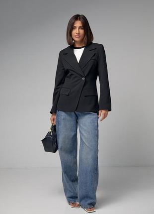 Жіночий піджак однобортний класичний чорний колір s m