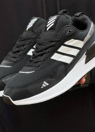 Кросівки чоловічі adidas текстиль/шкіра чорний колір 41/42 р-р