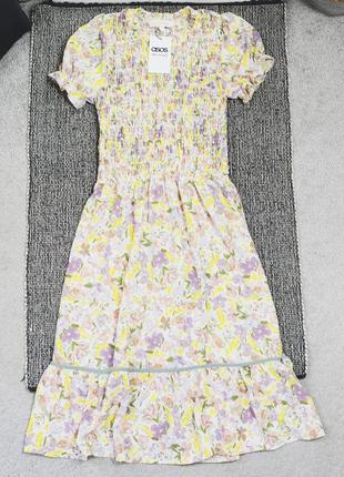 Новое эластичное миди платье в цветке monteau los angeles