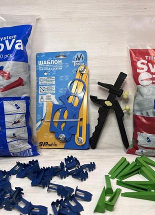 Акція!! 500 затискачів 1 мм + 200 клинів + 1 інструмент (метал) + шаблон для розмітки отворів.