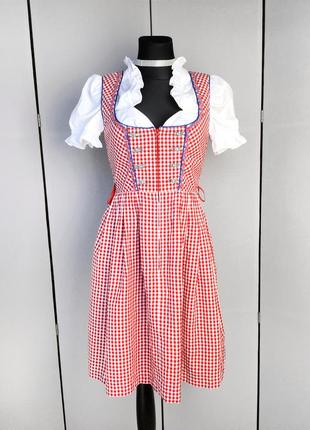 Женское платье винтаж ретро австрийское дирндль этно стиль баварское белое красное
