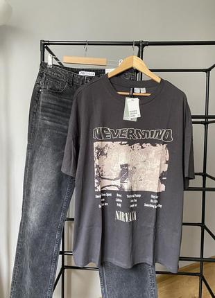 Футболка оверсайз nirvana nevermind h&m 1198284025
