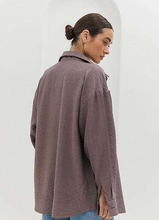 Жіноча сорочка oversize графітова з жатою текстурою