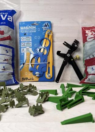 Комплект свп "svp-nova" 500 зажим + 200 клин + инструмент металлический+ шаблон для разметки металлический