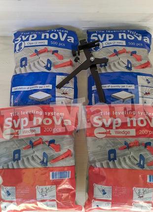 Комплект свп "svp-nova" 1000 зажим 1мм + 400 клин + инструмент металлический .