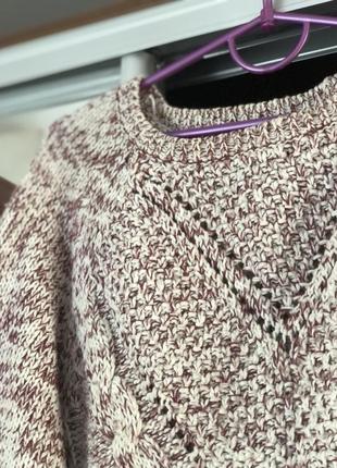 Вязаний светр, м л розмір біло рожевий