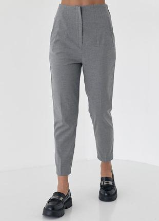 Классические женские брюки укороченные - серый цвет, укороченный, однотонный, деловой/офисный, турция m