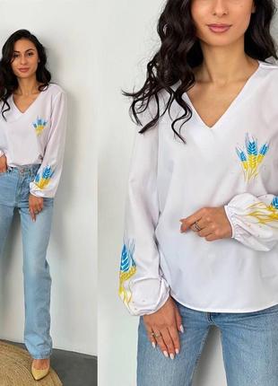 Стильная блуза в стиле вышиванка 42-52 размеров. 362776