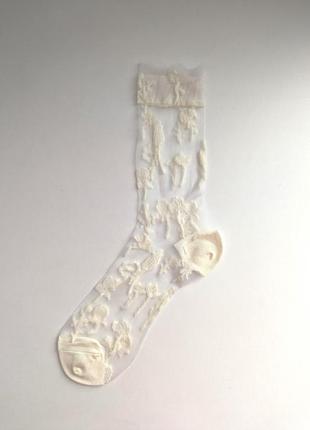 Новые прозрачные носки с вышивкой