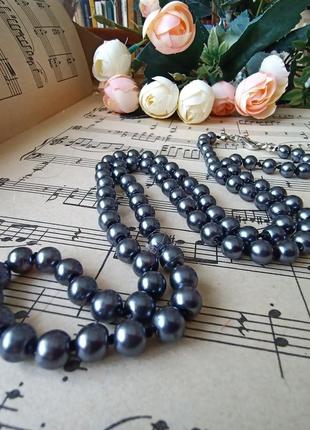 Вінтажне намисто із штучних чорних перлів. 50ті роки італія