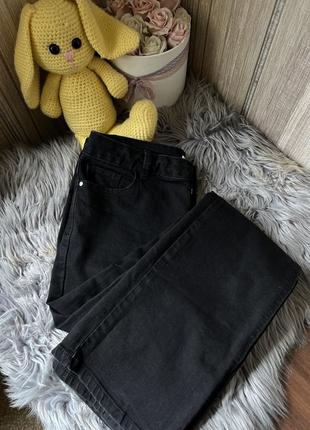 Чорні джинси кльош, джинси чорні палаццо , штанці джинси чорні