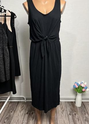 Вискозное черное платье миди