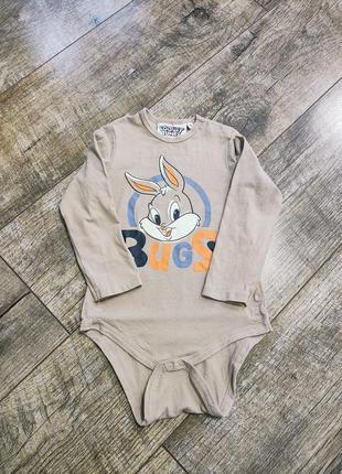 Боди, бодик с длинным рукавом, looney tunes, р. 92-98, 2-3 года, длинна 48см