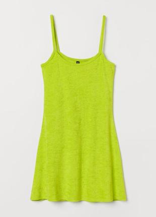 Зеленое неоновое летнее платье h&amp;м
