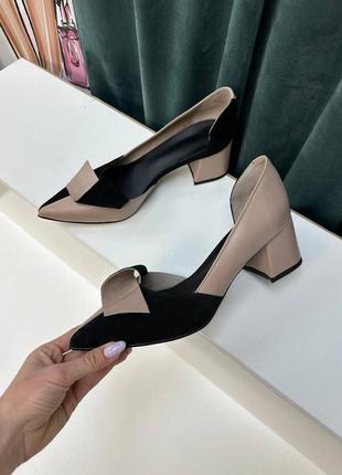 В наявності шкіряні комбіновані туфлі човники2 фото