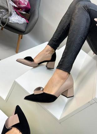 В наявності шкіряні комбіновані туфлі човники3 фото