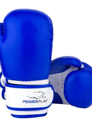 Боксерські рукавиці powerplay 3004 jr classic синьо-білі 6 унцій