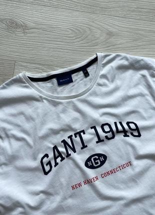 Шикарна футболка gant 1949 new haven connecticut logo t-shirt white4 фото