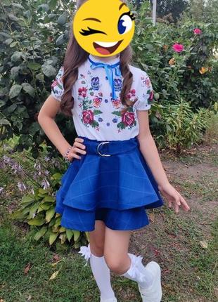 Шкільна блузка вишиванка zironka для дівчинки 122см