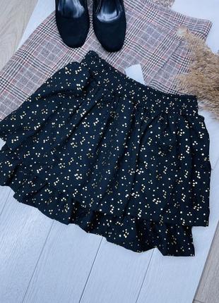 Новая черная ярусная юбка xs юбка короткая юбка в горошек4 фото