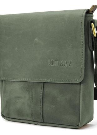 Невелика чоловіча сумка через плече шкіряна limary lim-354re зелена