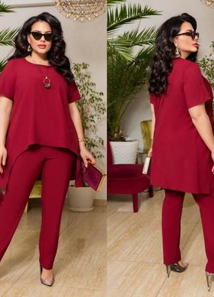 Костюм 
розмір: 50-52, 54-56, 58-60.
колір: синій, фісташка, електрик, бордо.